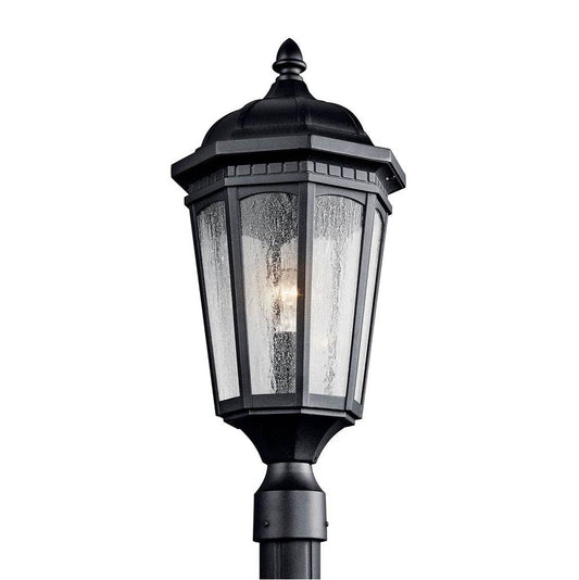 KICHLER 9532BKT Courtyard 23.75" 1 Light Exterior Post Light with Clear Seeded Glass in Textured Black