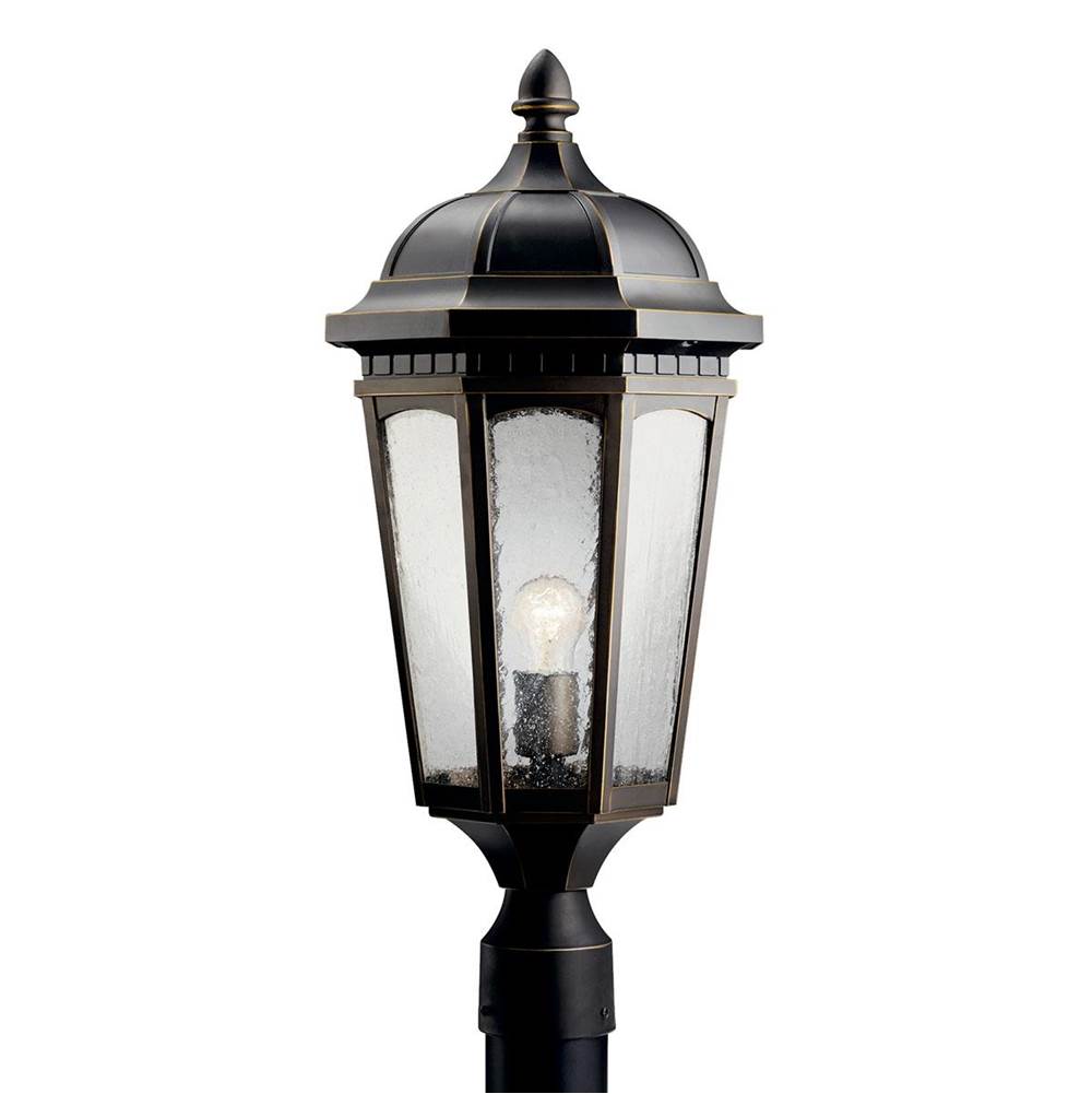 KICHLER 9532RZ Courtyard 23.75" 1 Light Exterior Post Light with Clear Seeded Glass in Rubbed Bronze