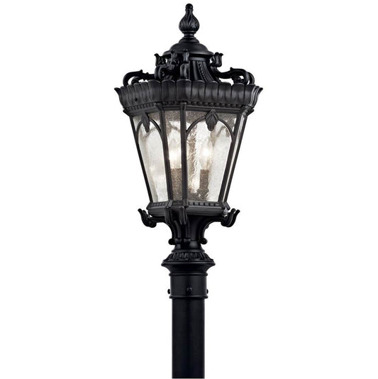 KICHLER 9558BKT Tournai 27" 3 Light Outdoor Post Light with Clear Seeded Glass in Textured Black
