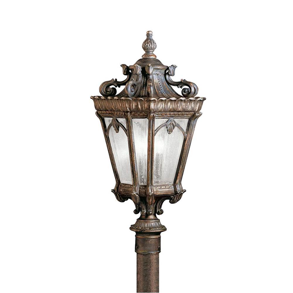 KICHLER 9558LD Tournai 27" 3 Light Outdoor Post Light with Clear Seeded Glass in Londonderry