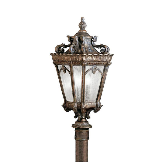 KICHLER 9558LD Tournai 27" 3 Light Outdoor Post Light with Clear Seeded Glass in Londonderry