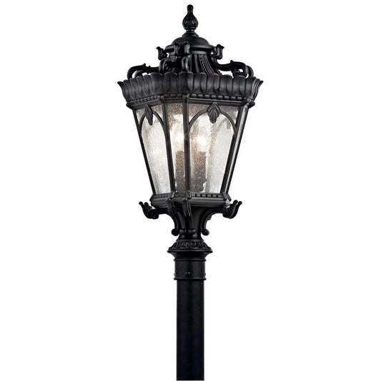 KICHLER 9559BKT Tournai 30" 4 Light Outdoor Post Light with Clear Seeded Glass in Textured Black