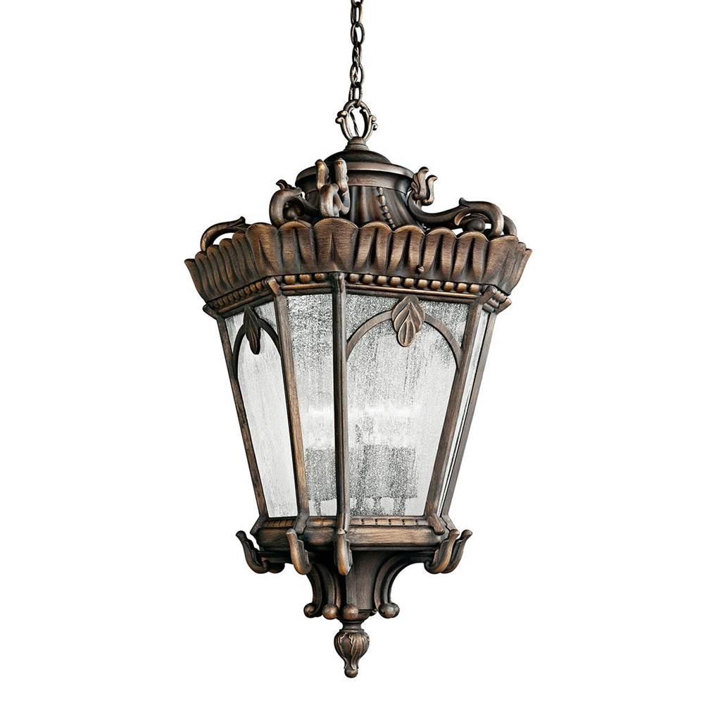 KICHLER 9564LD Tournai 33.5" 4 Light Outdoor Pendant Light with Clear Seeded Glass in Londonderry