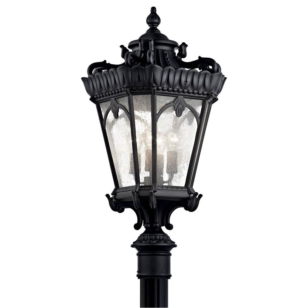 KICHLER 9565BKT Tournai 37.5" 4 Light Outdoor Post Light with Clear Seeded Glass in Textured Black