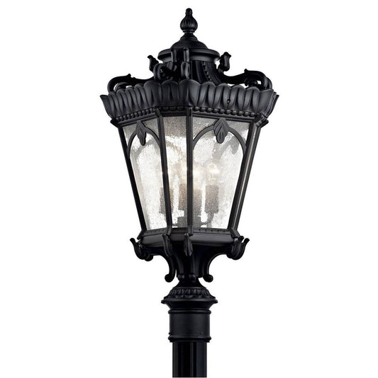 KICHLER 9565BKT Tournai 37.5" 4 Light Outdoor Post Light with Clear Seeded Glass in Textured Black