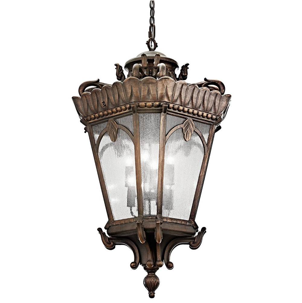 KICHLER 9568LD Tournai 123" 8 Light Outdoor Pendant Light with Clear Seeded Glass in Londonderry