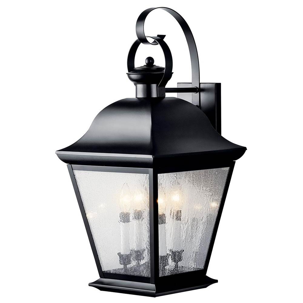 KICHLER 9704BK Mount Vernon 27.75" 4 Light Outdoor Wall Light with Clear Seeded Glass in Black
