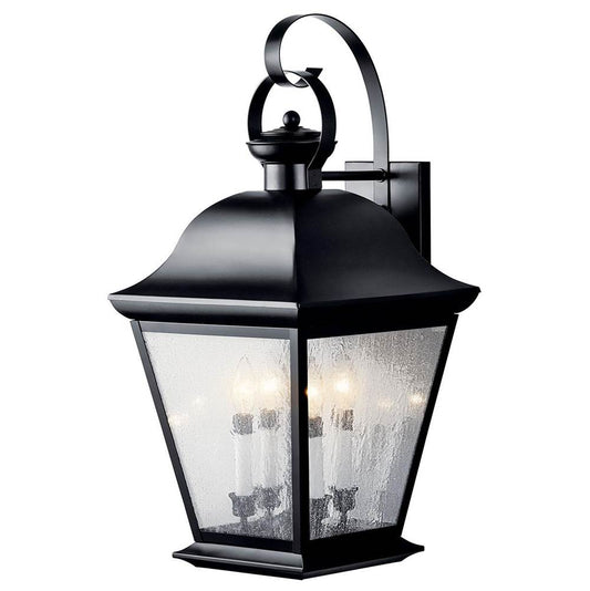 KICHLER 9704BK Mount Vernon 27.75" 4 Light Outdoor Wall Light with Clear Seeded Glass in Black