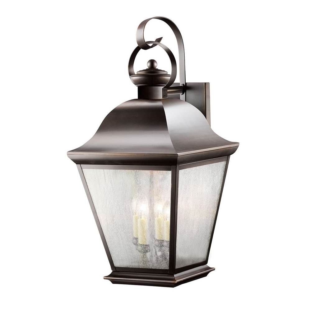 KICHLER 9704OZ Mount Vernon 27.75" 4 Light Outdoor Wall Light with Clear Seeded Glass in Olde Bronze
