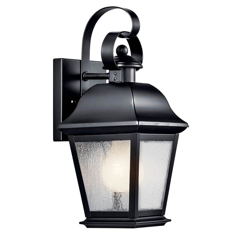 KICHLER 9707BK Mount Vernon 12.5" 1 Light Outdoor Wall Light with Clear Seeded Glass in Black