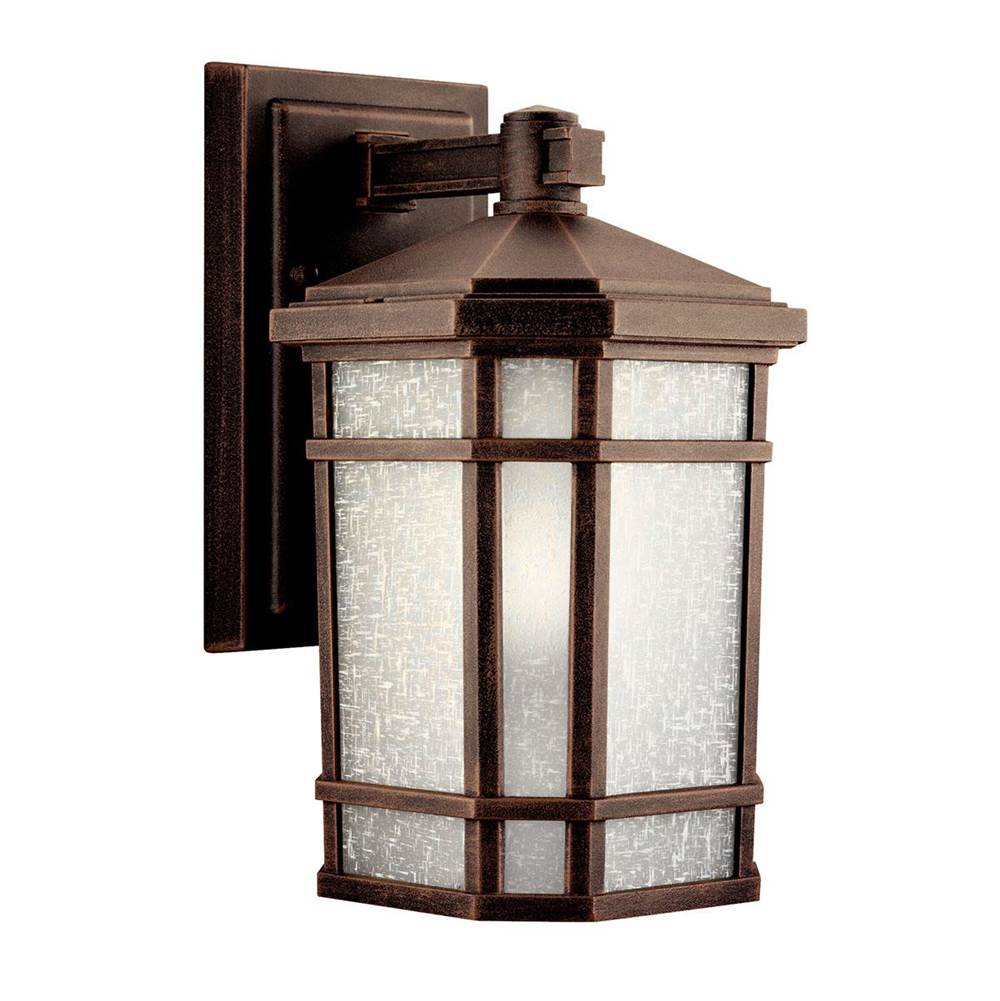 KICHLER 9718PR Cameron 10.75" 1 Light Outdoor Wall Light with Etched Linen Glass in Prairie Rock