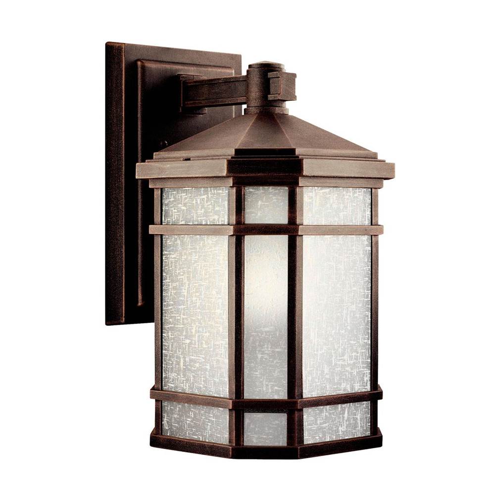KICHLER 9719PR Cameron 14.25" 1 Light Outdoor Wall Light with Etched Linen Glass in Prairie Rock