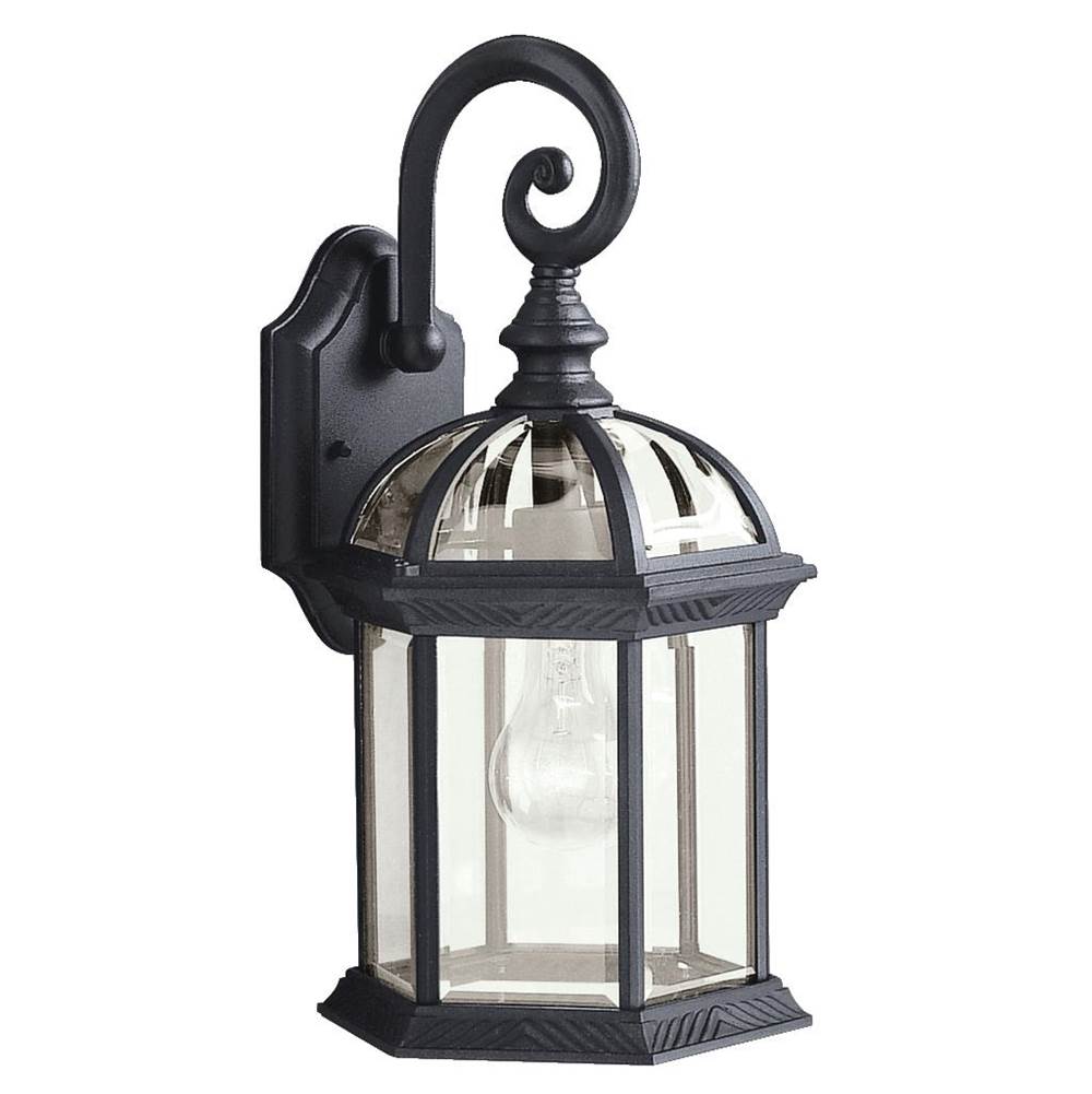KICHLER 9735BK Barrie 15.5" 1 Light Outdoor Wall Light with Clear Beveled Glass in Black