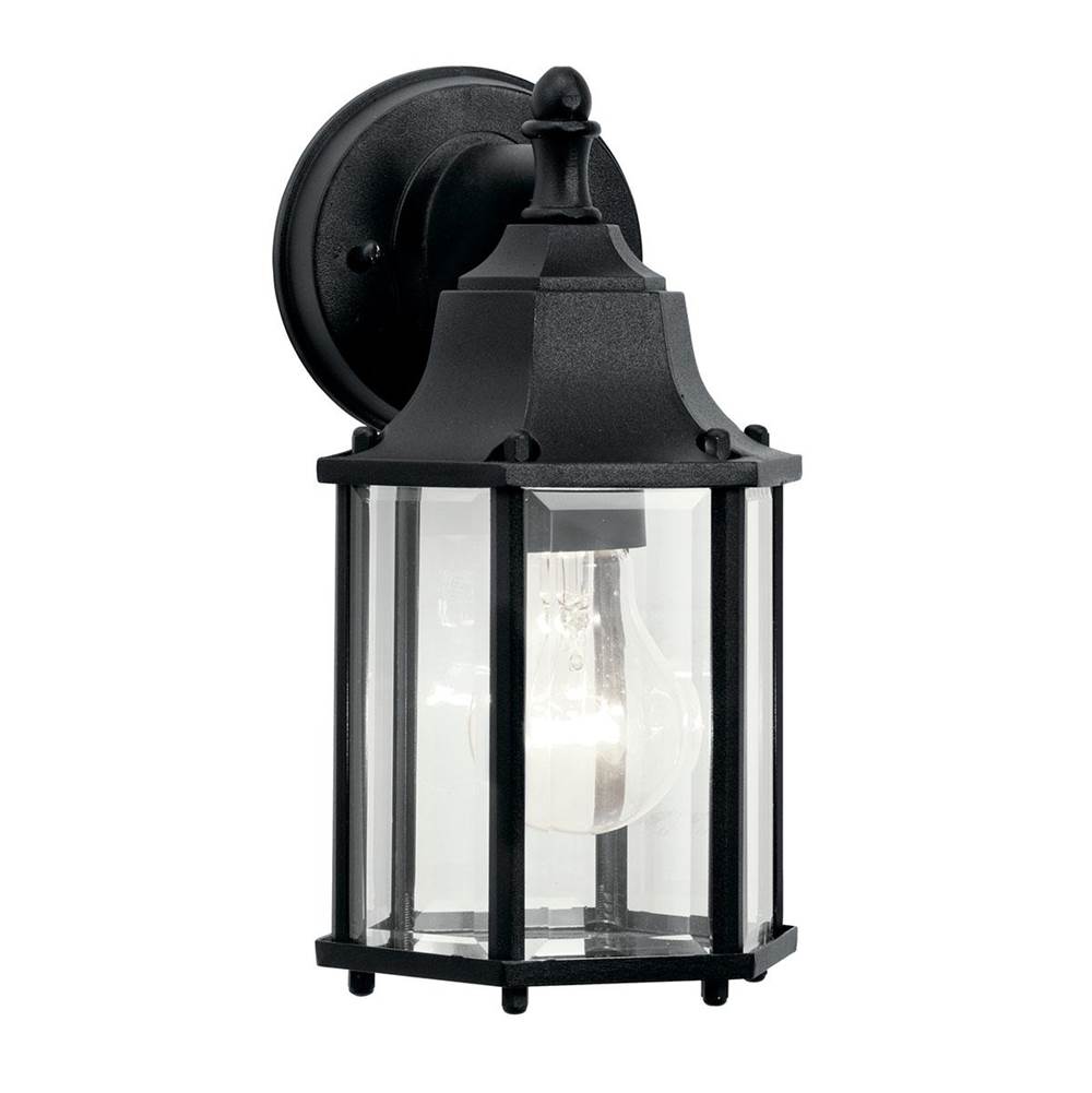 KICHLER 9774BK Chesapeake 10.25" 1 Light Outdoor Wall Light with Clear Beveled Glass in Black