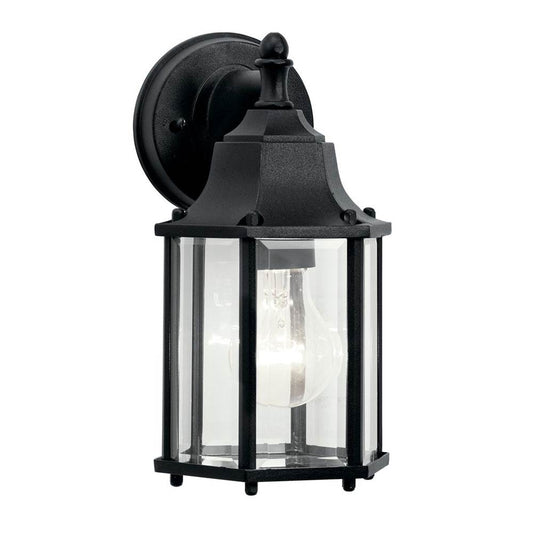 KICHLER 9774BK Chesapeake 10.25" 1 Light Outdoor Wall Light with Clear Beveled Glass in Black