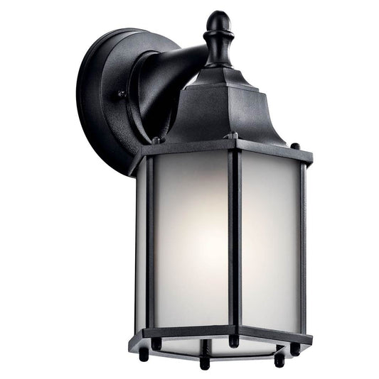 KICHLER 9774BKS Chesapeake 10.25" 1 Light Outdoor Wall Light with Satin Etched Glass in Black