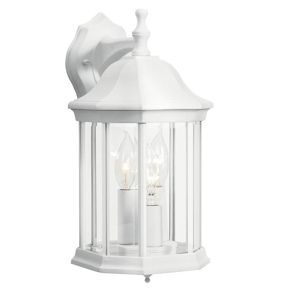 KICHLER 9777WH Chesapeake 14.75" 3 Light Outdoor Wall Light with Clear Beveled Glass in White