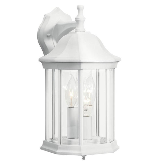 KICHLER 9777WH Chesapeake 14.75" 3 Light Outdoor Wall Light with Clear Beveled Glass in White