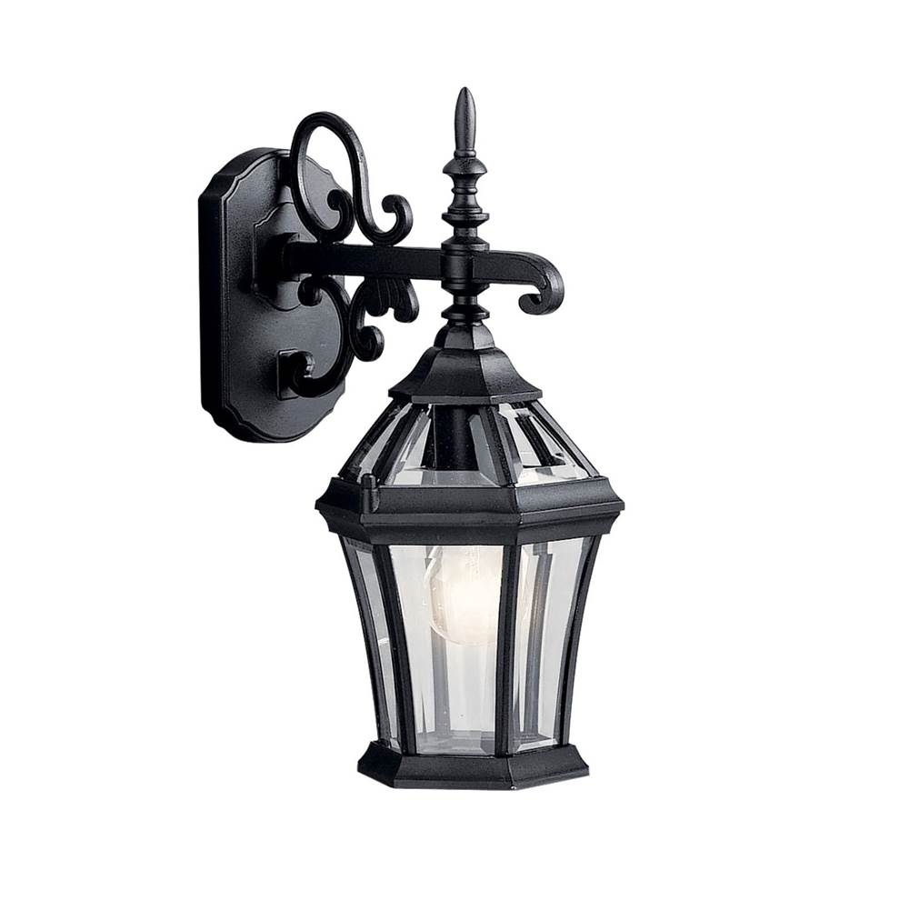 KICHLER 9789BK Townhouse 15.25" 1 Light Outdoor Wall Light with Clear Beveled Glass in Black