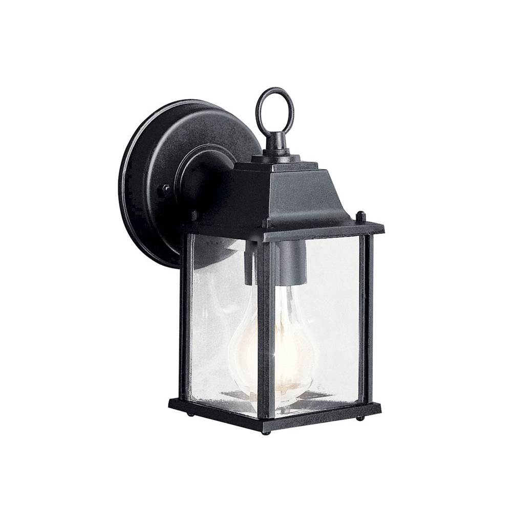 KICHLER 9794BK Barrie 8.5" 1 Light Outdoor Wall Light with Clear Beveled Glass in Black