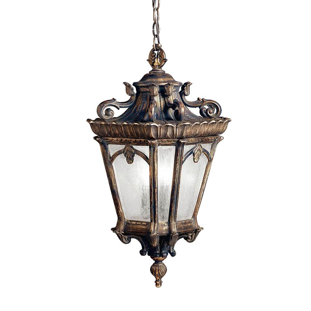 KICHLER 9855LD Tournai 99" 3 Light Outdoor Pendant Light with Clear Seeded Glass in Londonderry