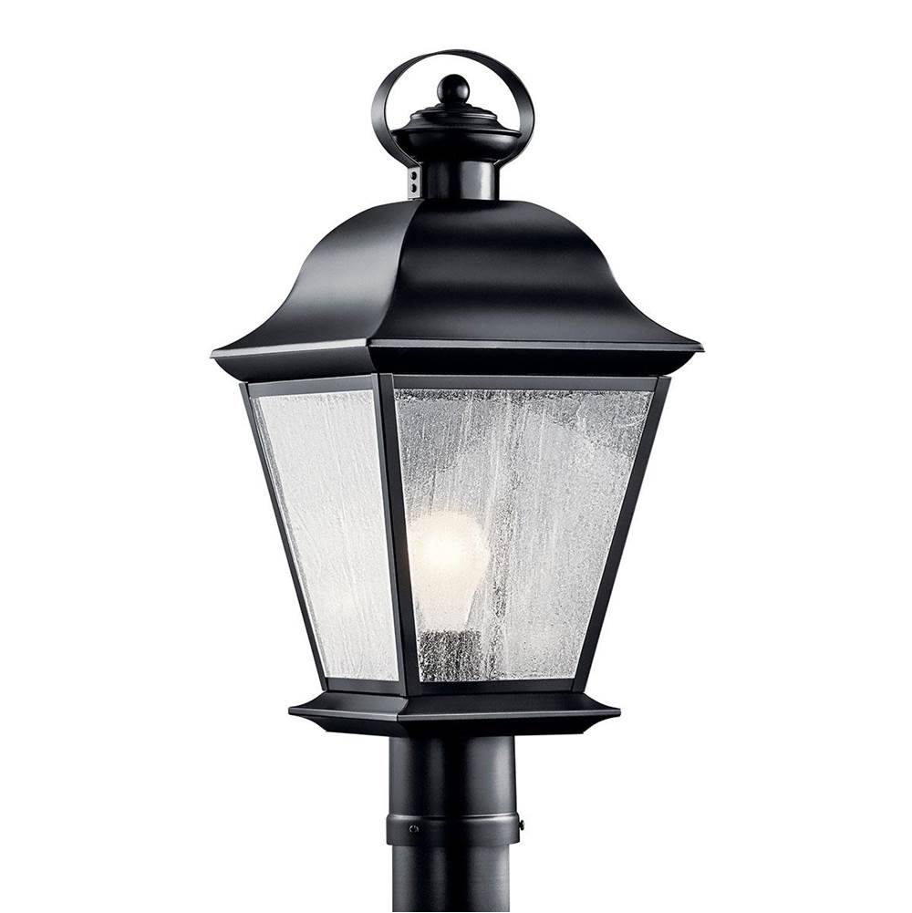 KICHLER 9909BK Mount Vernon 19.5" 1 Light Outdoor Post Light with Clear Seeded Glass in Black