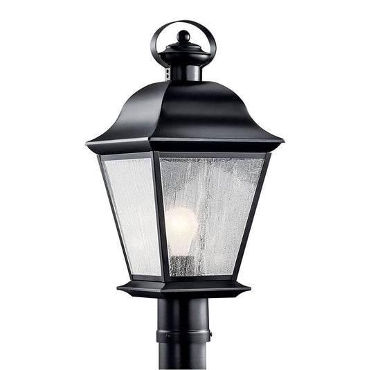 KICHLER 9909BK Mount Vernon 19.5" 1 Light Outdoor Post Light with Clear Seeded Glass in Black