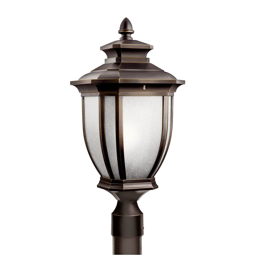 KICHLER 9938RZ Salisbury 21.75" 1 Light Outdoor Post Light with White Linen Glass in Rubbed Bronze