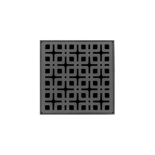 INFINITY DRAIN KD 4-2H GM KD 4 4" x 4" KD 4 Complete Kit with Link Pattern Decorative Plate in Gunmetal with Cast Iron Drain Body for Hot Mop, 2" Outlet
