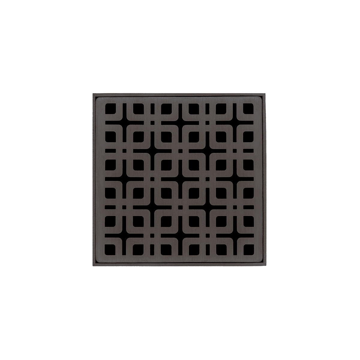INFINITY DRAIN KD 4-2I ORB KD 4 4" x 4" KD 4 Complete Kit with Link Pattern Decorative Plate in Oil Rubbed Bronze with Cast Iron Drain Body, 2" Outlet