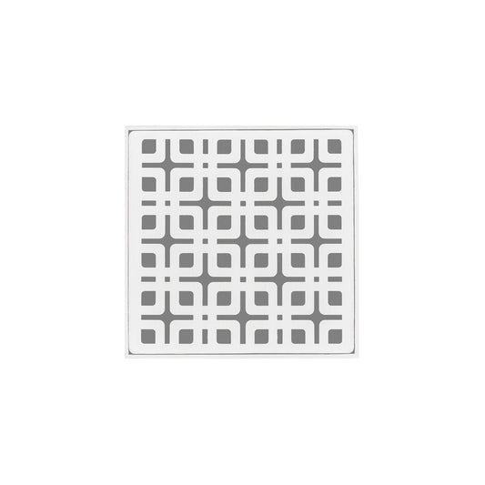 INFINITY DRAIN KD 4-2P MW KD 4 4" x 4" KD 4 Complete Kit with Link Pattern Decorative Plate in Matte White with PVC Drain Body, 2" Outlet