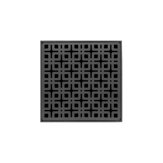 INFINITY DRAIN KD 5-2A GM KD 5 5" x 5" KD 5 Complete Kit with Link Pattern Decorative Plate in Gunmetal with ABS Drain Body, 2" Outlet