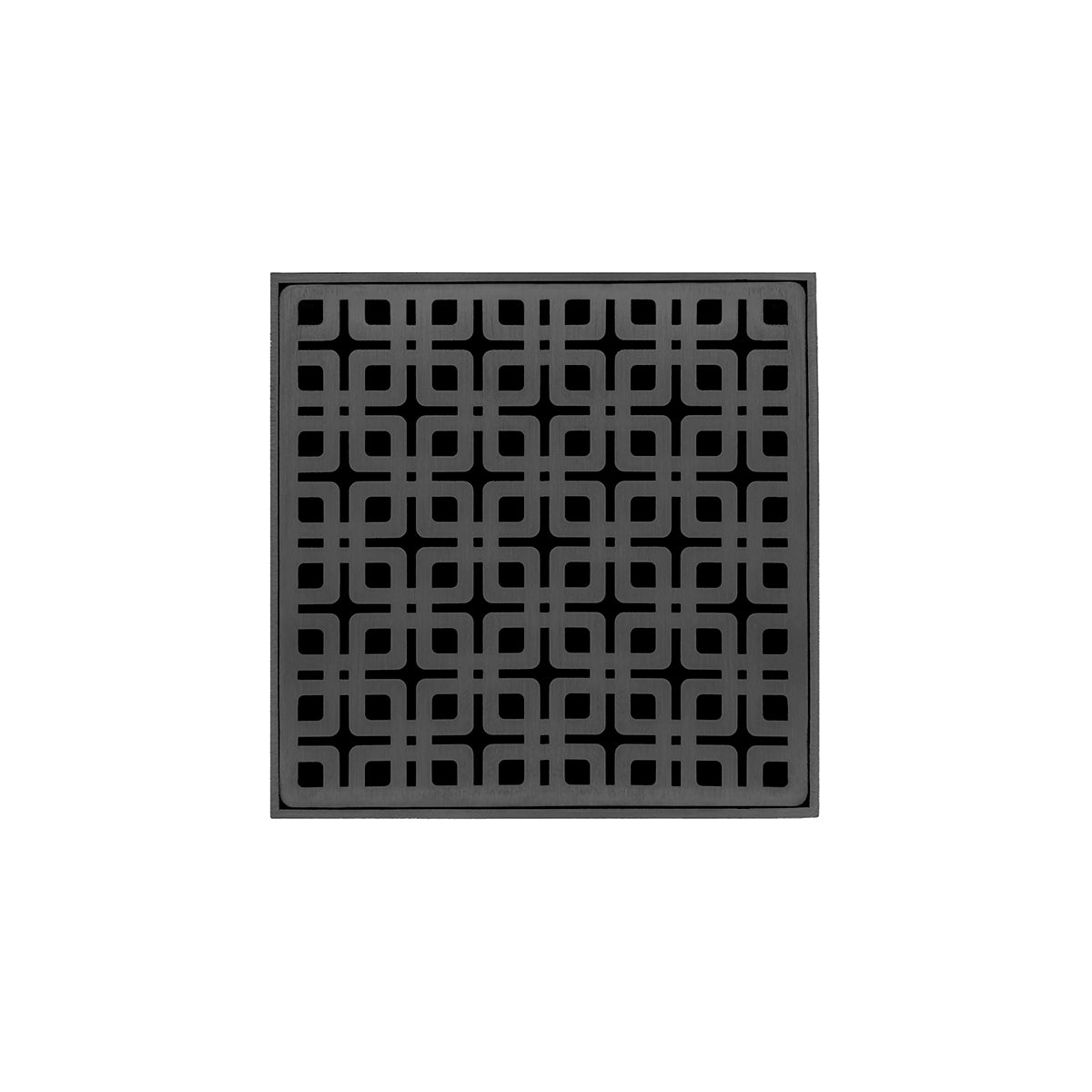 INFINITY DRAIN KD 5-2I GM KD 5 5" x 5" KD 5 Complete Kit with Link Pattern Decorative Plate in Gunmetal with Cast Iron Drain Body, 2" Outlet