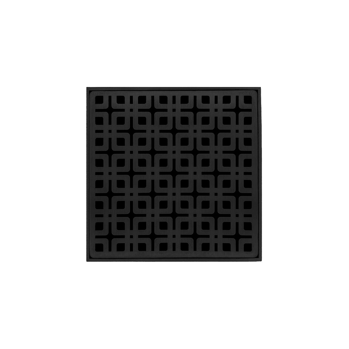 INFINITY DRAIN KD 5-2P BK KD 5 5" x 5" KD 5 Complete Kit with Link Pattern Decorative Plate in Matte Black with PVC Drain Body, 2" Outlet