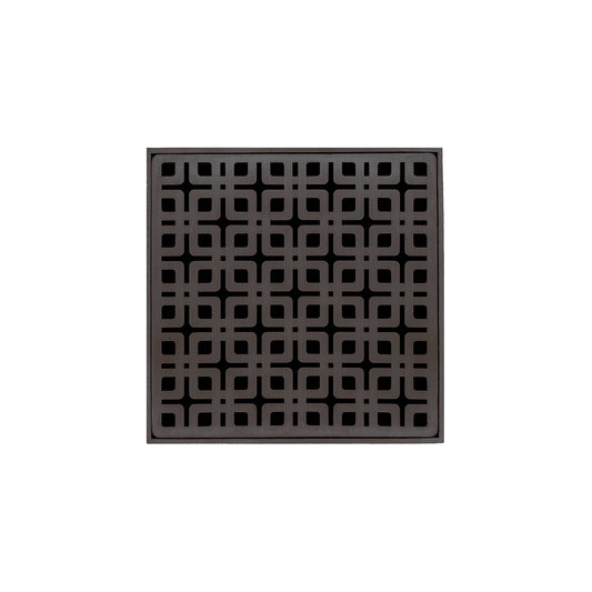 INFINITY DRAIN KD 5-2P ORB KD 5 5" x 5" KD 5 Complete Kit with Link Pattern Decorative Plate in Oil Rubbed Bronze with PVC Drain Body, 2" Outlet