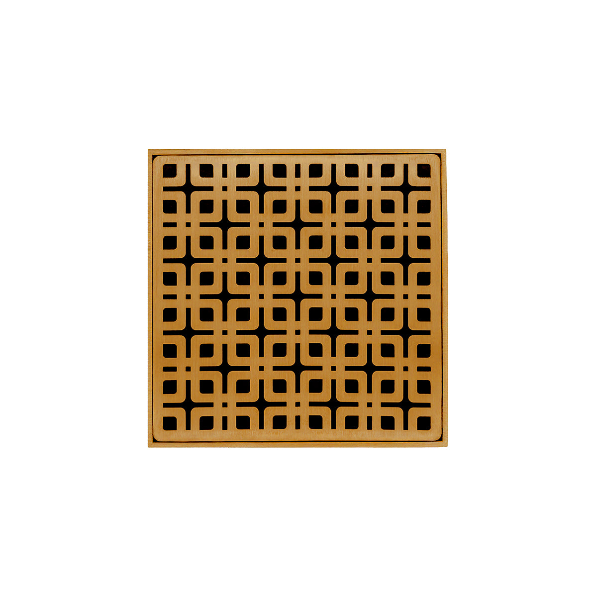 INFINITY DRAIN KD 5-3A PG KD 5 5" x 5" KD 5 High Flow Complete Kit with Link Pattern Decorative Plate in Polished Gold with ABS Drain Body, 3" Outlet