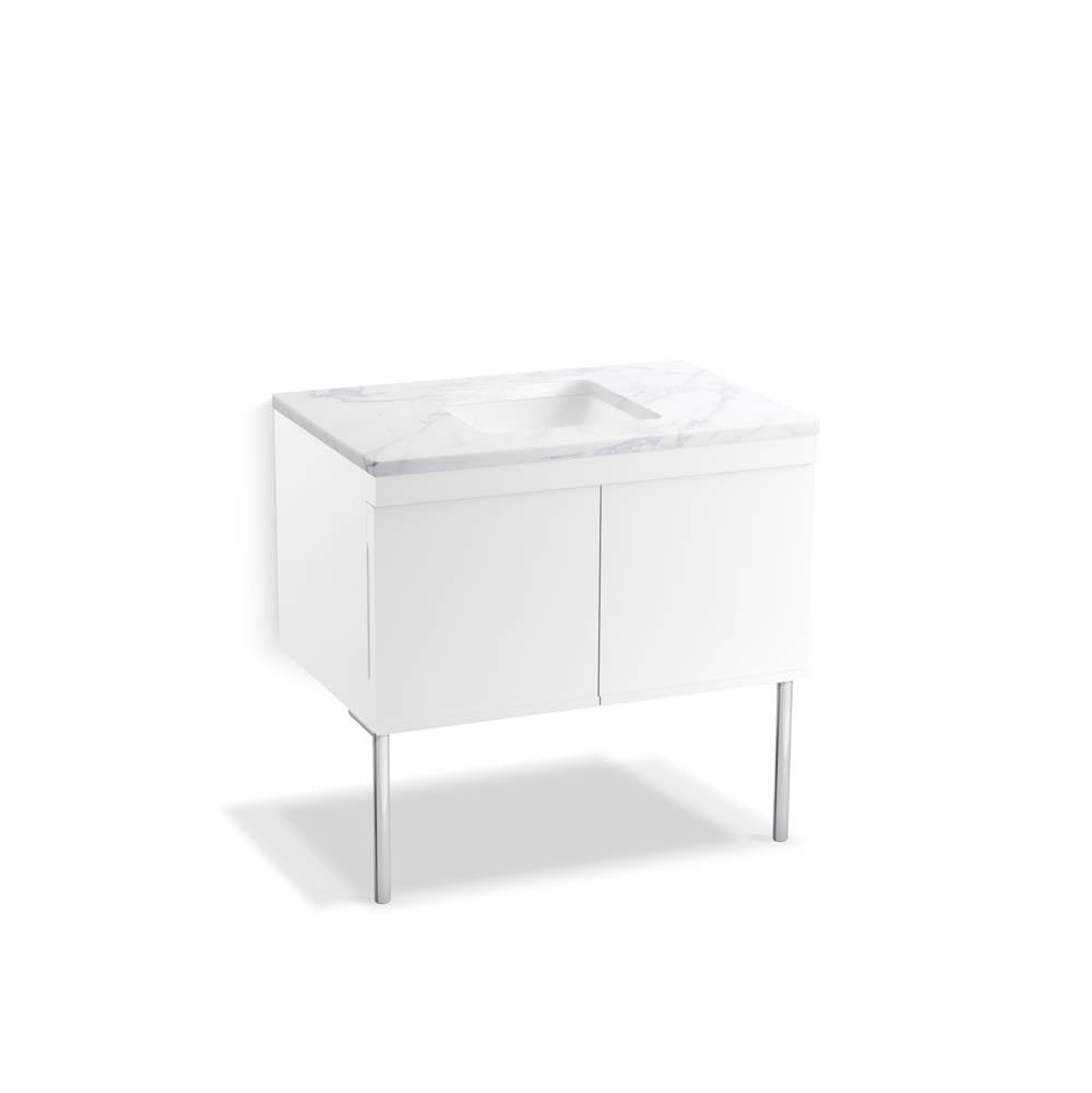 KALLISTA Foundational Fixtures Designer P74220-00-CRK Laura Kirar 36'' Vanity - Cerused Oak