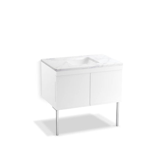 KALLISTA Foundational Fixtures Designer P74220-00-CRK Laura Kirar 36'' Vanity - Cerused Oak