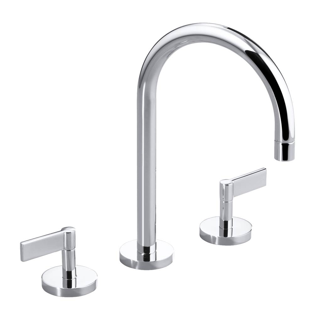 KALLISTA P24490-LV-CP One Basin Set, Gooseneck, Lever Handle - Polished Chrome