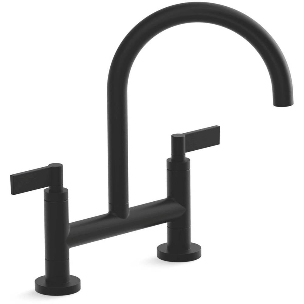 KALLISTA P25202-LV-BL One Kitchen Bridge Faucet, D-Mount, Lv - Matte Black