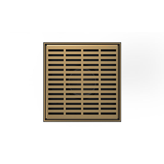 INFINITY DRAIN LND5-2H SC LND 5 5" x 5" LND 5 Slotted Pattern Complete Kit in Satin Champagne with Cast Iron Drain Body for Hot Mop, 2" No Hub Outlet