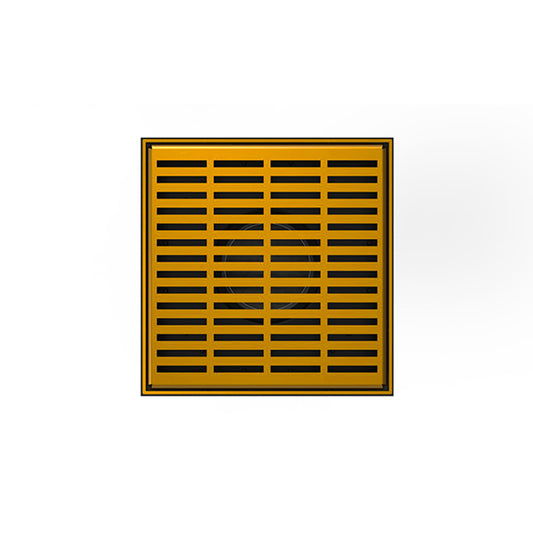 INFINITY DRAIN LND5-2P PG LND 5 5" x 5" LND 5 Slotted Pattern Complete Kit in Polished Gold with PVC Drain Body, 2" Outlet