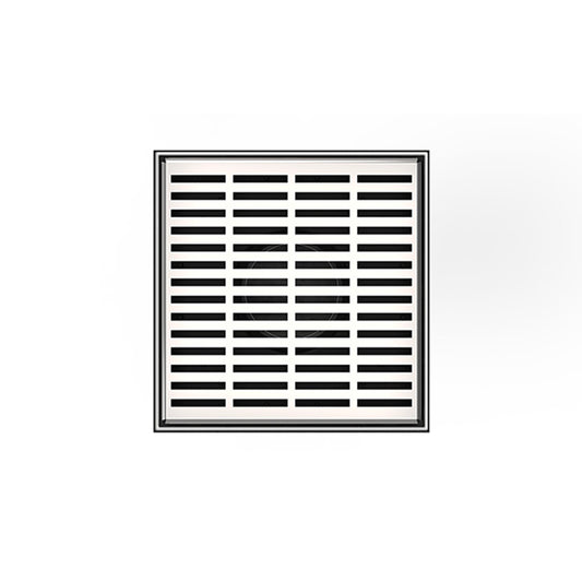 INFINITY DRAIN LND5-2P PS LND 5 5" x 5" LND 5 Slotted Pattern Complete Kit in Polished Stainless with PVC Drain Body, 2" Outlet