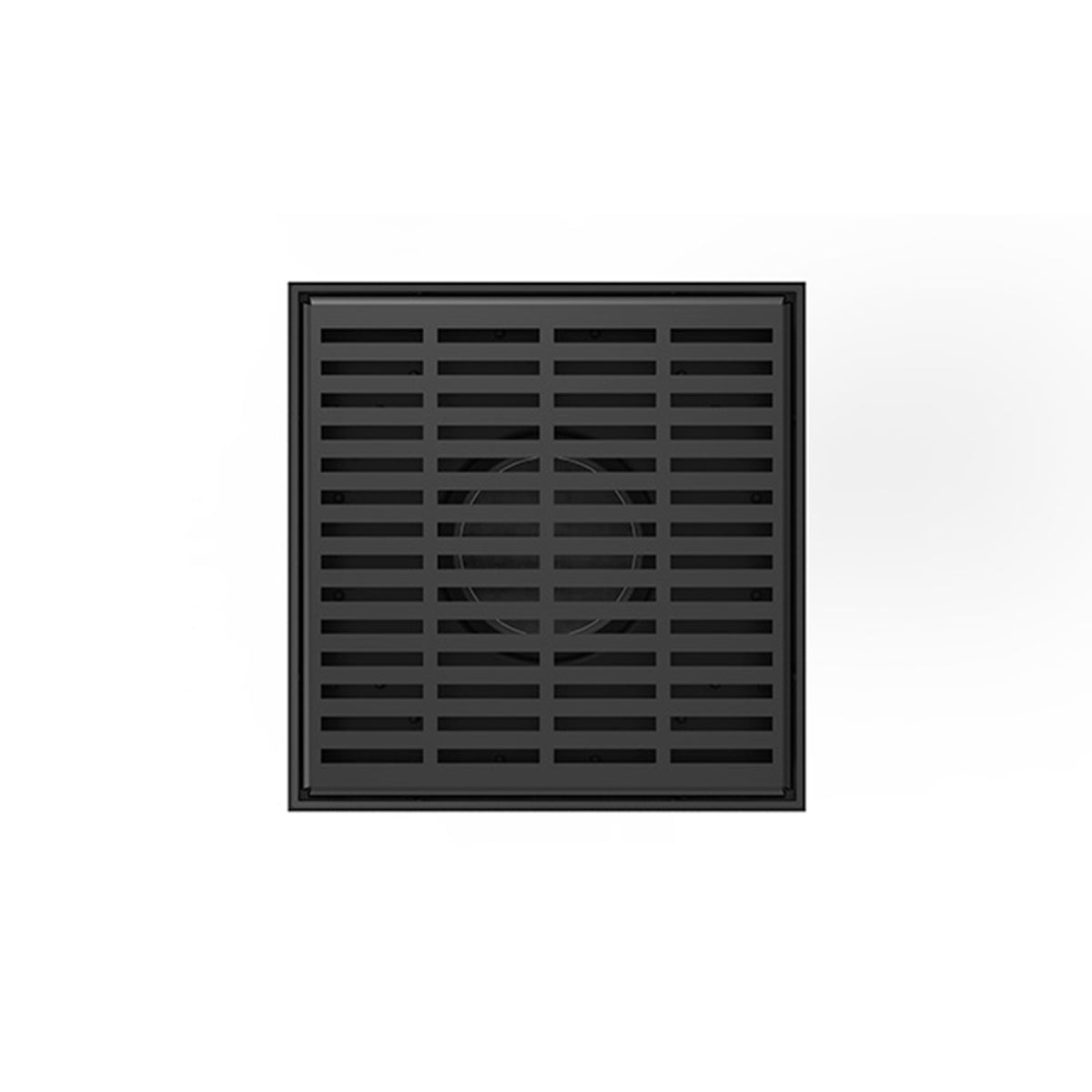 INFINITY DRAIN LND5 BA BK LND 5 5" x 5" LND 5 Slotted Pattern Complete Kit in Matte Black with ABS Bonded Flange, 2", 3" and 4" Outlet
