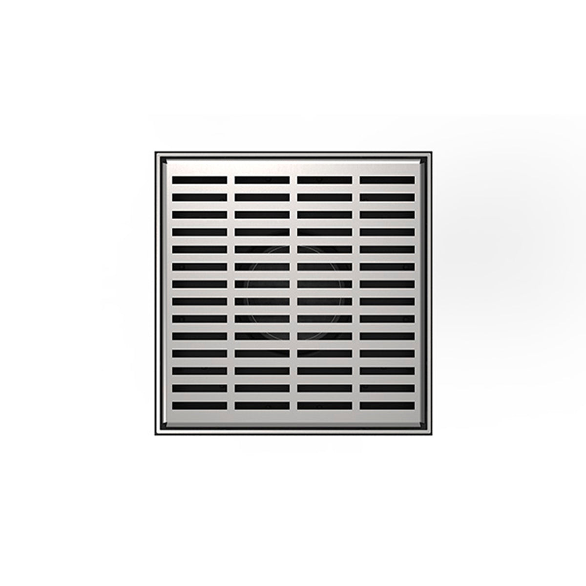 INFINITY DRAIN LND5 BA SS LND 5 5" x 5" LND 5 Slotted Pattern Complete Kit in Satin Stainless with ABS Bonded Flange, 2", 3" and 4" Outlet