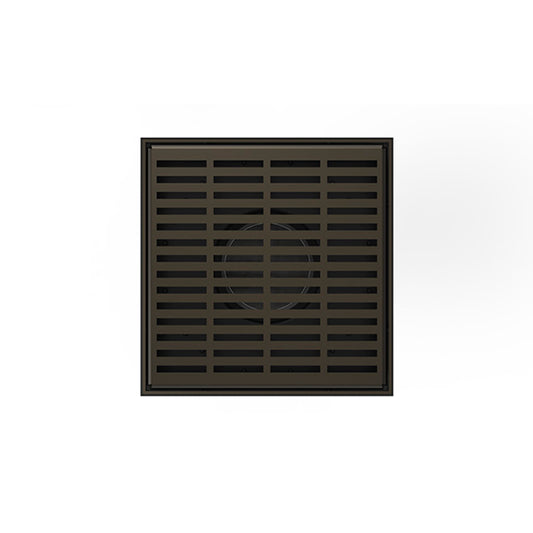 INFINITY DRAIN LND5 BP ORB LND 5 5" x 5" LND 5 Slotted Pattern Complete Kit in Oil Rubbed Bronze with PVC Bonded Flange, 2", 3" and 4" Outlet