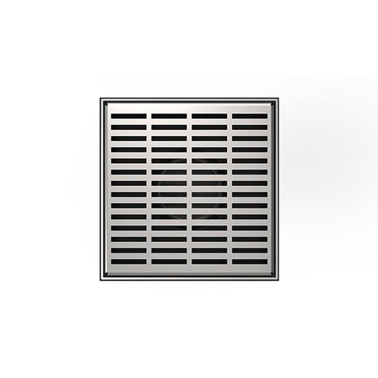 INFINITY DRAIN LND5 BP SS LND 5 5" x 5" LND 5 Slotted Pattern Complete Kit in Satin Stainless with PVC Bonded Flange, 2", 3" and 4" Outlet