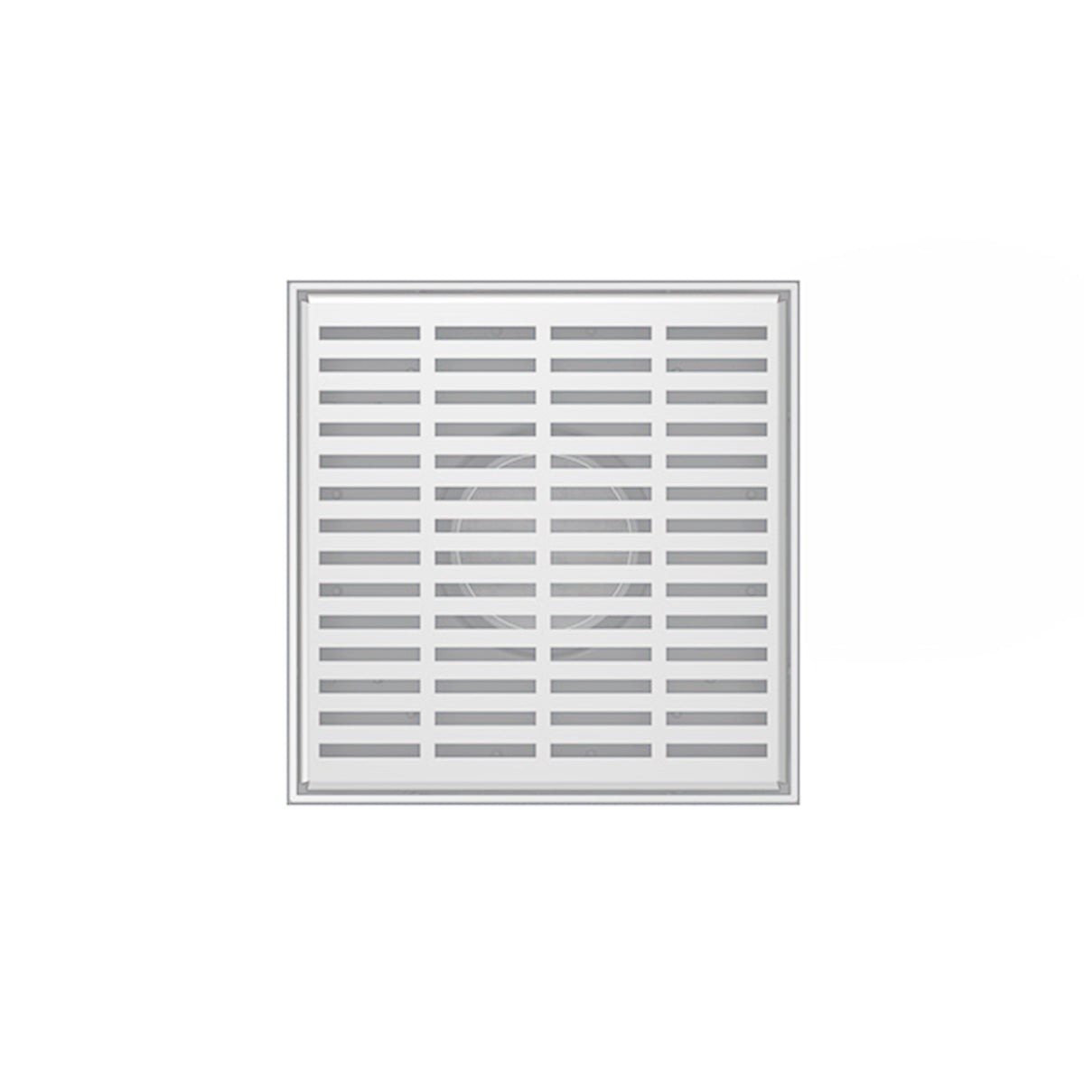 INFINITY DRAIN LND5 BS MW LND 5 5" x 5" LND 5 Slotted Pattern Complete Kit in Matte White with Stainless Steel Bonded Flange, 2" No Hub Outlet