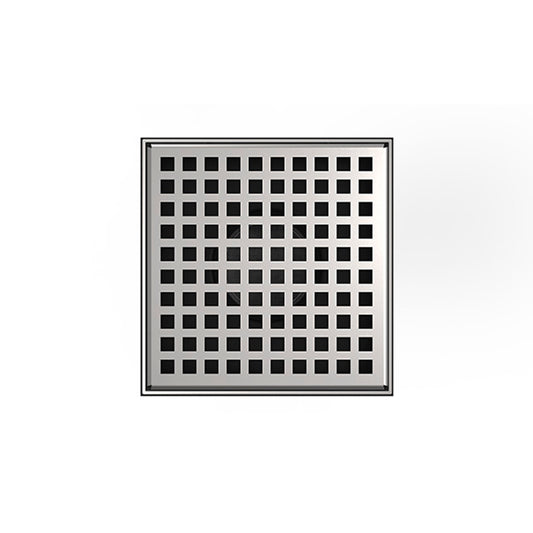 INFINITY DRAIN LQ5-2 SS LQD 5 5"x5" LQ5 Squares Pattern Strainer-2" Throat Satin Stainless Steel