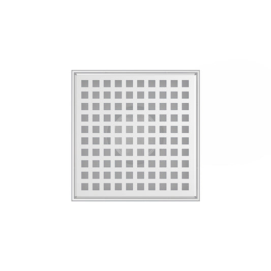 INFINITY DRAIN LQD5 BA MW LQD 5 5" x 5" LQD 5 Squares Pattern Complete Kit in Matte White with ABS Bonded Flange, 2", 3" and 5" Outlet